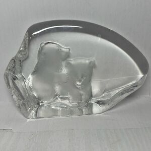 Mats Jonasson Polar Bear Cubs Signed 3714 Paper Weight
